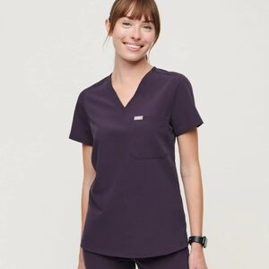 Figs Purple Shadow Caterina One Pocket Scrub Top, XXS
